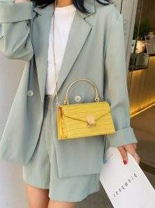 κίτρινη κροκό γυναικεία τσάντα