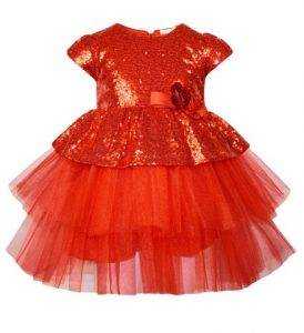 κοκκινο παιδικο φορεμα με τουλι